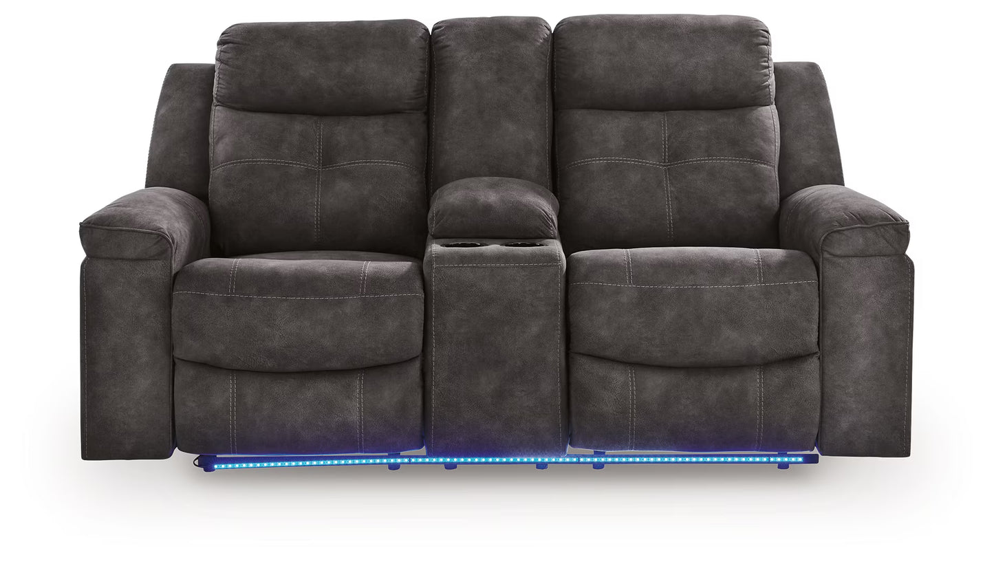 Brysonview - Charcoal - Double Reclining Loveseat With Console