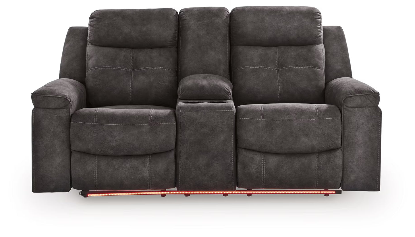 Brysonview - Charcoal - Double Reclining Loveseat With Console
