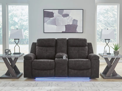 Brysonview - Charcoal - Double Reclining Loveseat With Console