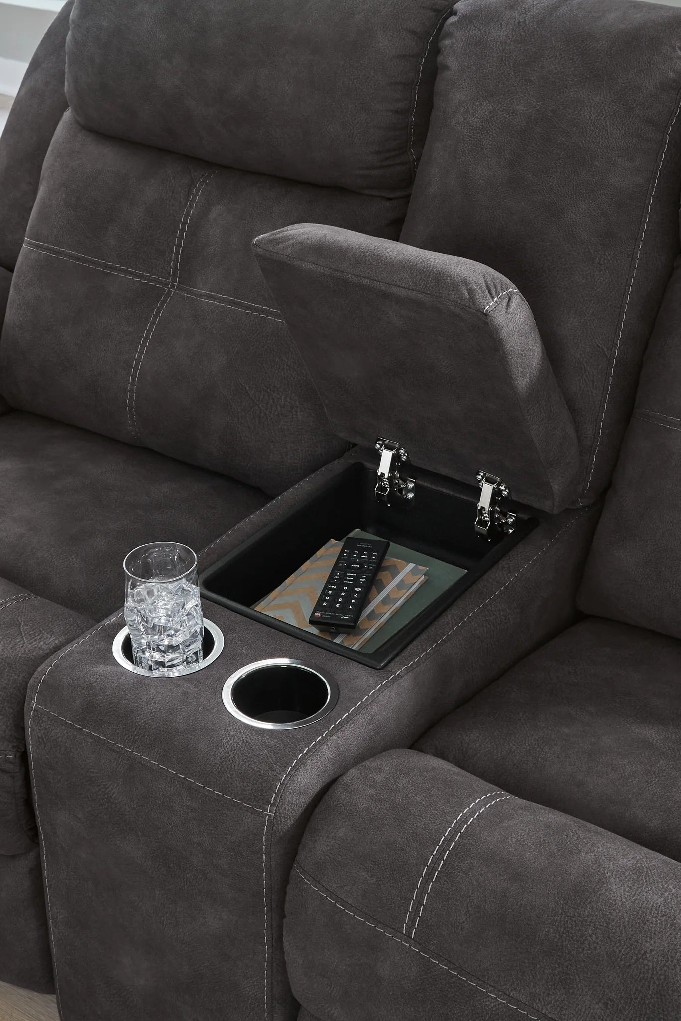 Brysonview - Charcoal - Double Reclining Loveseat With Console