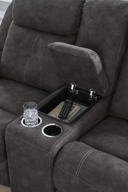 Brysonview - Charcoal - Double Reclining Loveseat With Console