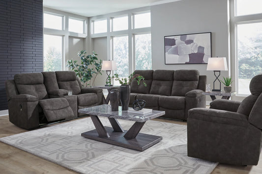 Brysonview - 3 Pc. - Reclining Sofa, Reclining Loveseat With Console, Recliner - Charcoal