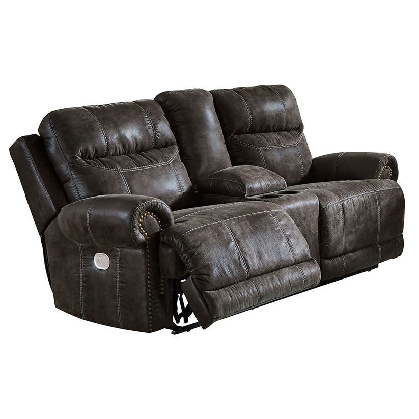 Grearview - Charcoal - Pwr Rec Loveseat/Con/Adj Hdrst