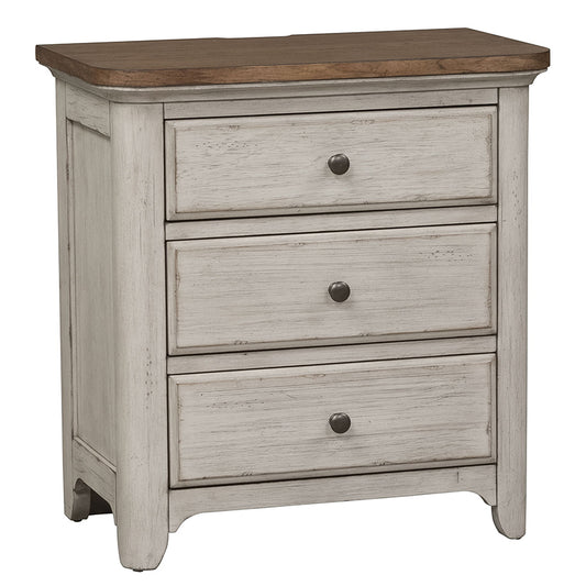 Farmhouse Reimagined - 3 Drawer Night Stand With Charging Station - White