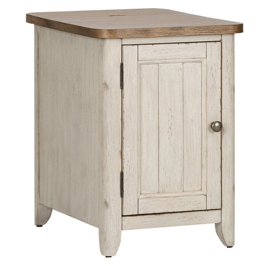 Farmhouse Reimagined - Door Chair Side Table With Charging Station - White