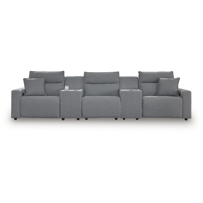 Modmax - Salt And Pepper - 5-Piece Power Reclining Sectional With 2 Storage Consoles