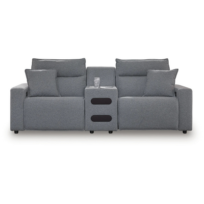 Modmax - Salt And Pepper - 3-Piece Power Reclining Sectional With Audio Console