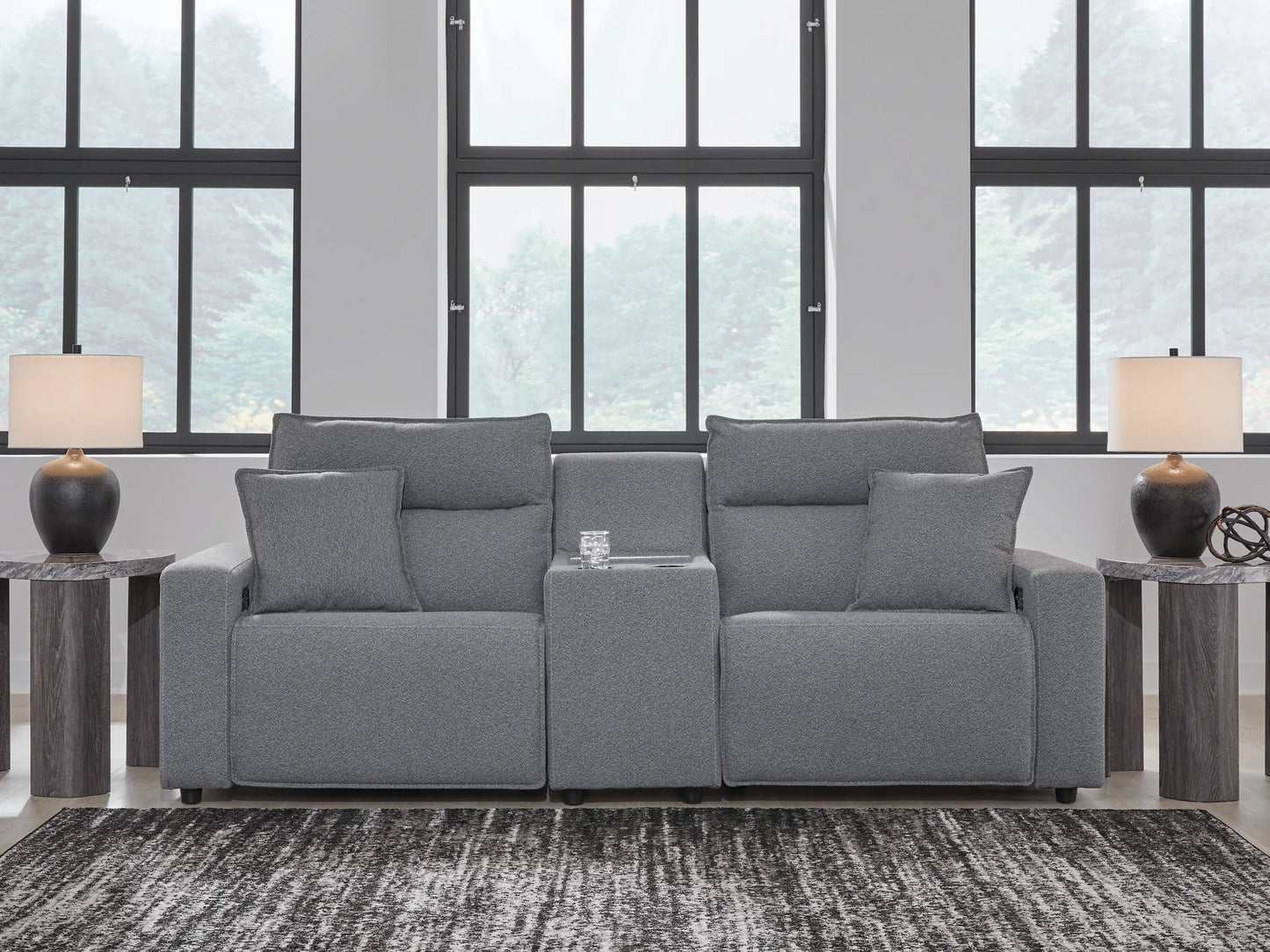 Modmax - Salt And Pepper - 3-Piece Power Reclining Sectional With Storage Console