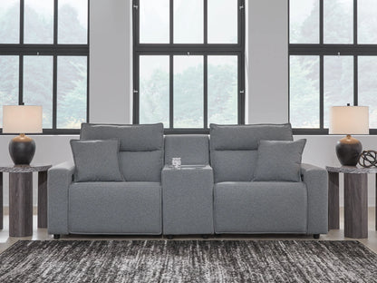 Modmax - Salt And Pepper - 3-Piece Power Reclining Sectional With Storage Console