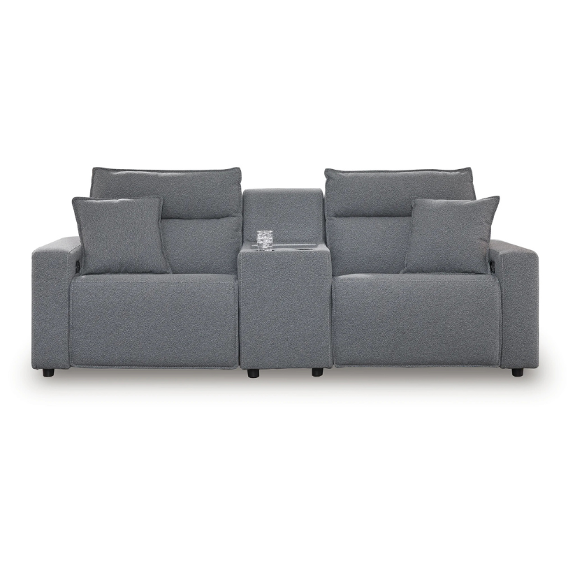 Modmax - Salt And Pepper - 3-Piece Power Reclining Sectional With Storage Console