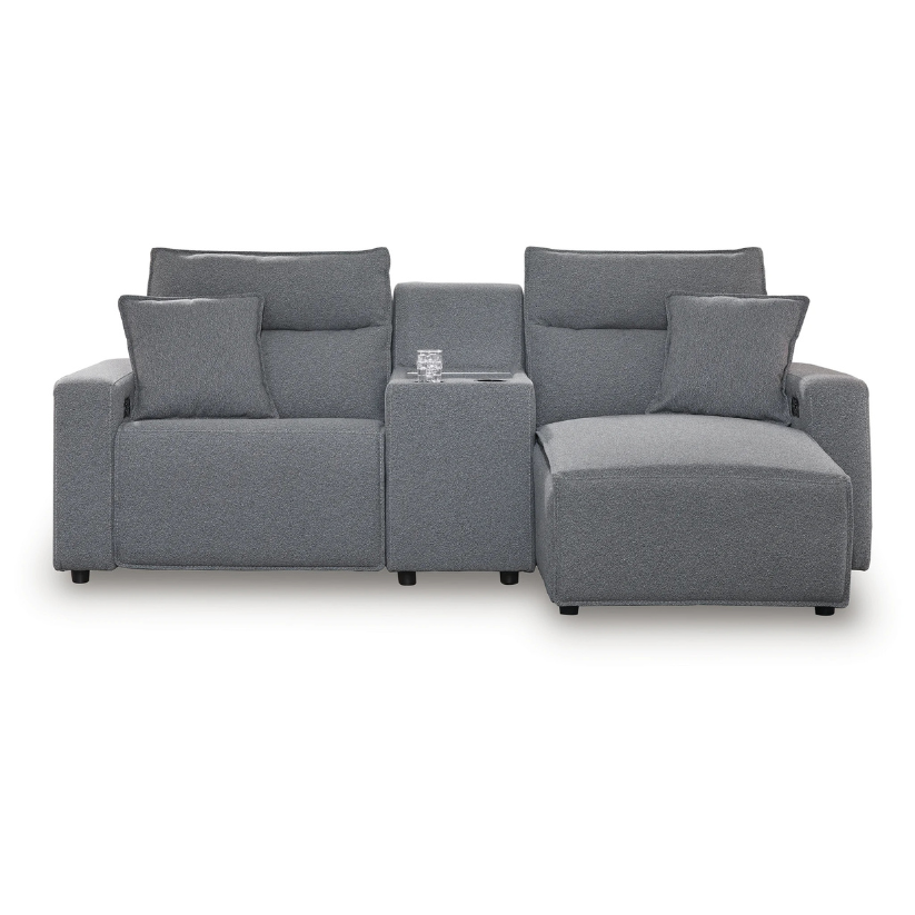 Modmax - Salt And Pepper - 3-Piece Power Reclining Sectional With RAF Chaise And Storage Console
