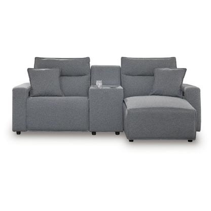 Modmax - Salt And Pepper - 3-Piece Power Reclining Sectional With RAF Chaise And Storage Console