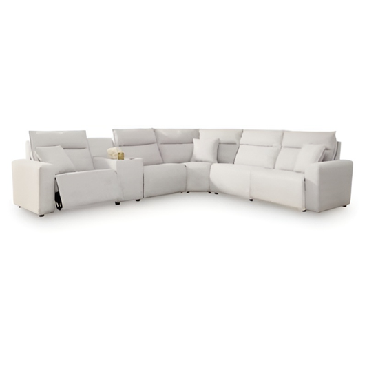 Modmax II - 6-Piece Power Reclining Sectional With 2 Armless Chairs And Console - Stone