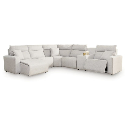 Modmax II - 6-Piece Power Reclining Sectional With LAF Press Back Power Chaise And Console - Stone