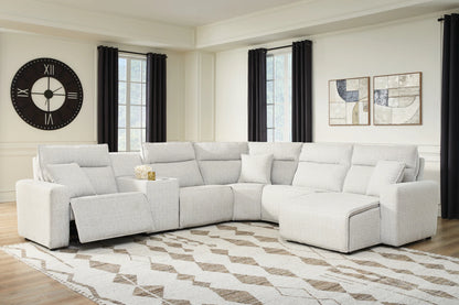 Modmax II - 6-Piece Power Reclining Sectional With RAF Press Back Power Chaise And Console - Stone