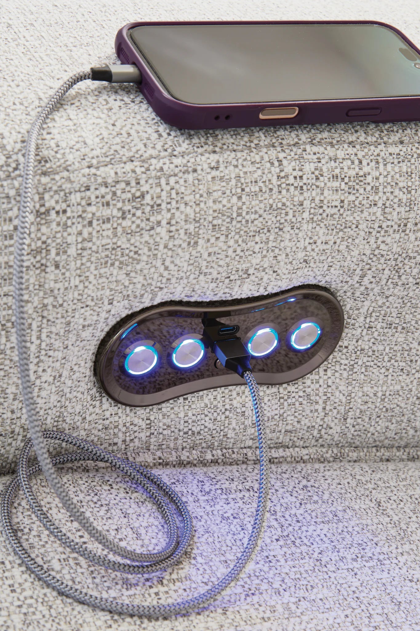 Modmax II - 6-Piece Power Reclining Sectional With RAF Press Back Power Chaise And Console - Stone