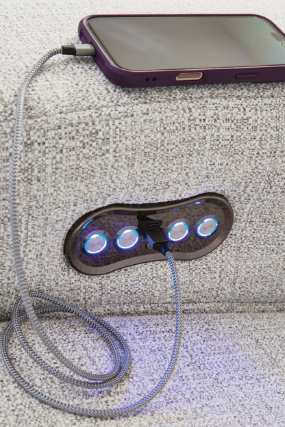 Modmax II - 6-Piece Power Reclining Sectional With RAF Press Back Power Chaise And Console - Stone