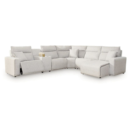 Modmax II - 6-Piece Power Reclining Sectional With RAF Press Back Power Chaise And Console - Stone