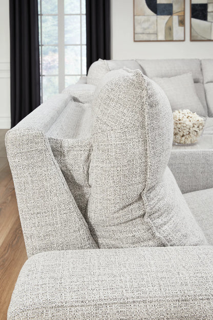 Modmax II - 7-Piece Power Reclining Sectional With RAF Press Back Power Chaise And Audio Consoles - Stone