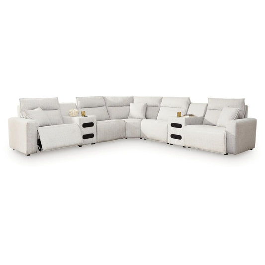 Modmax II - 7-Piece Power Reclining Sectional With Audio Consoles - Stone