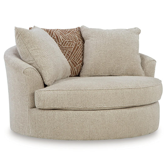 Steelwater Retreat - Oversized Swivel Accent Chair - Latte