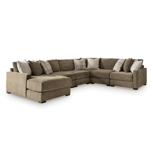 Camellia-Court - 6-Piece Sectional With LAF Corner Chaise - Coffee