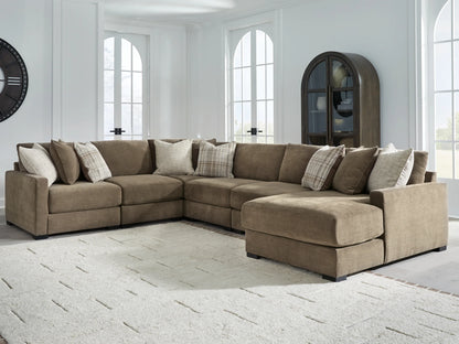 Camellia-Court - 6-Piece Sectional With RAF Corner Chaise - Coffee