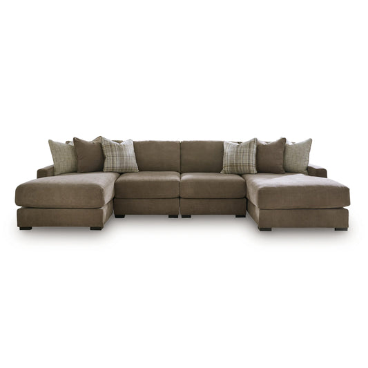 Camellia-Court - 4-Piece Double Chaise Sectional - Coffee