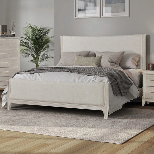 New Haven - King Upholstered Bed - White