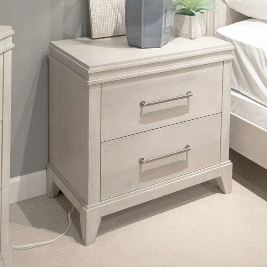New Haven - Nightstand With Charging Station - White