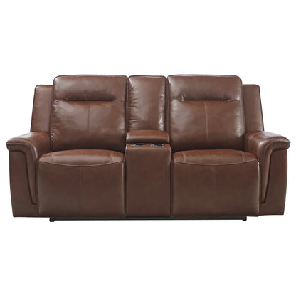 Avery - Loveseat with Console P2 - Cognac