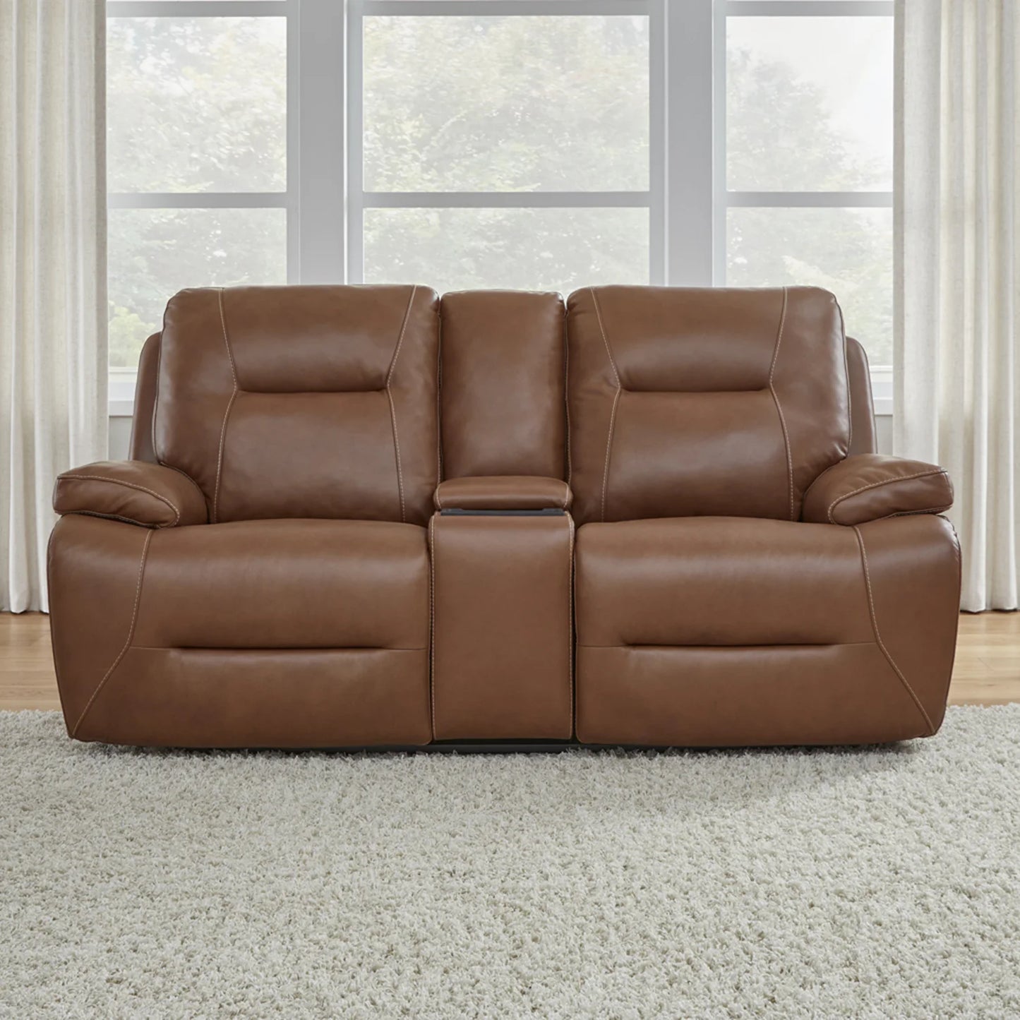 Cameron - Loveseat With Console P3 & ZG - Saddle - Dakota Saddle Leather