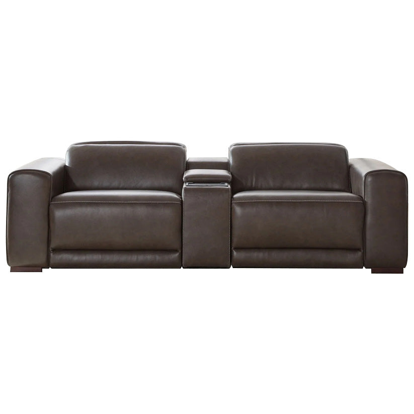 Deacon - 3 Piece Loveseat With Console - Boston Charcoal Leather