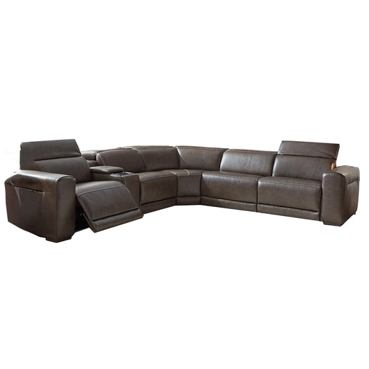 Deacon - 6 Piece Sectional - Boston Charcoal Leather