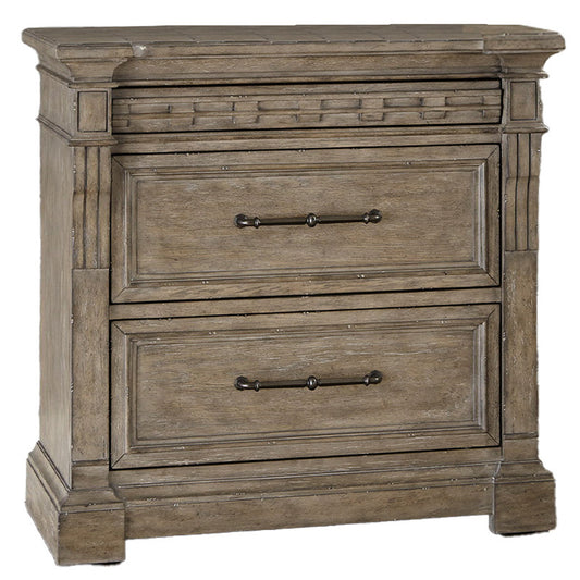 Town & Country - Bedside Chest with Charging Station - Medium Brown