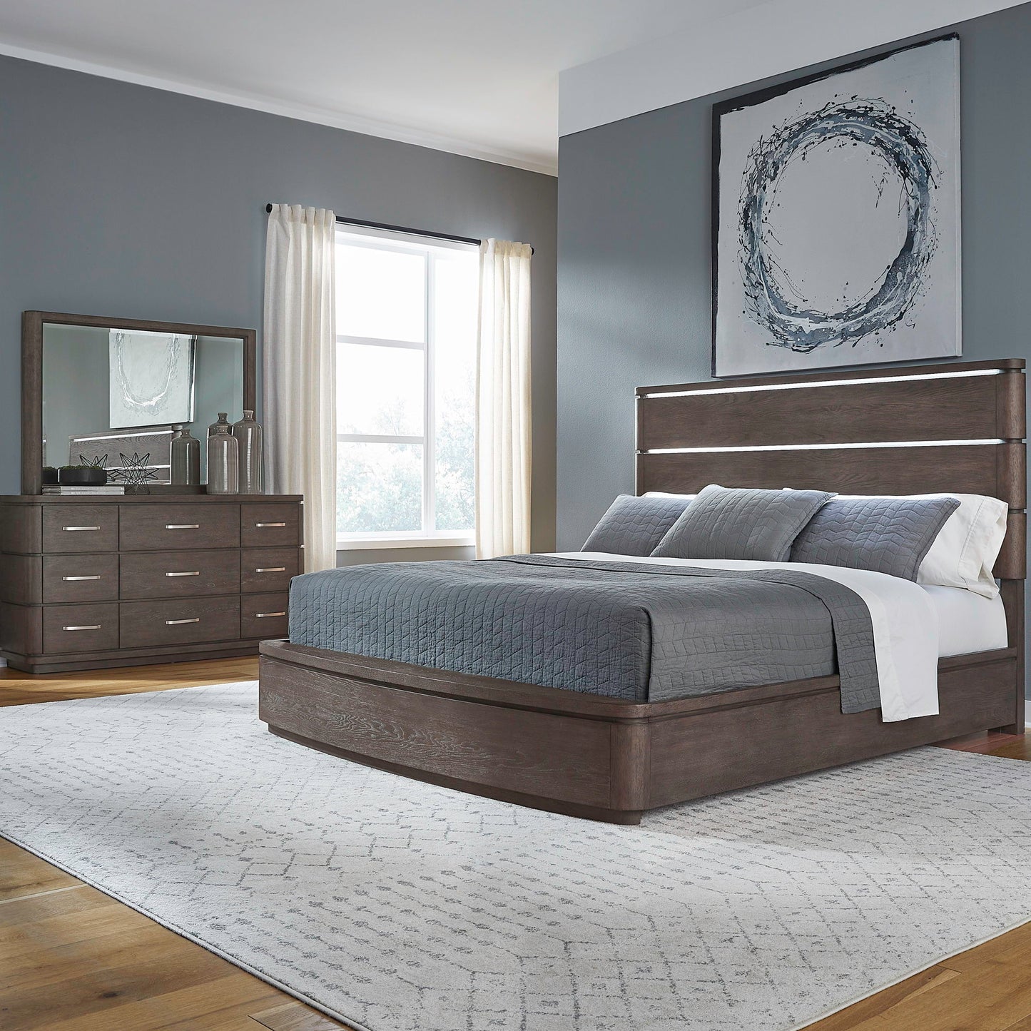 Cascade Falls - King Panel Bed - Satin Espresso