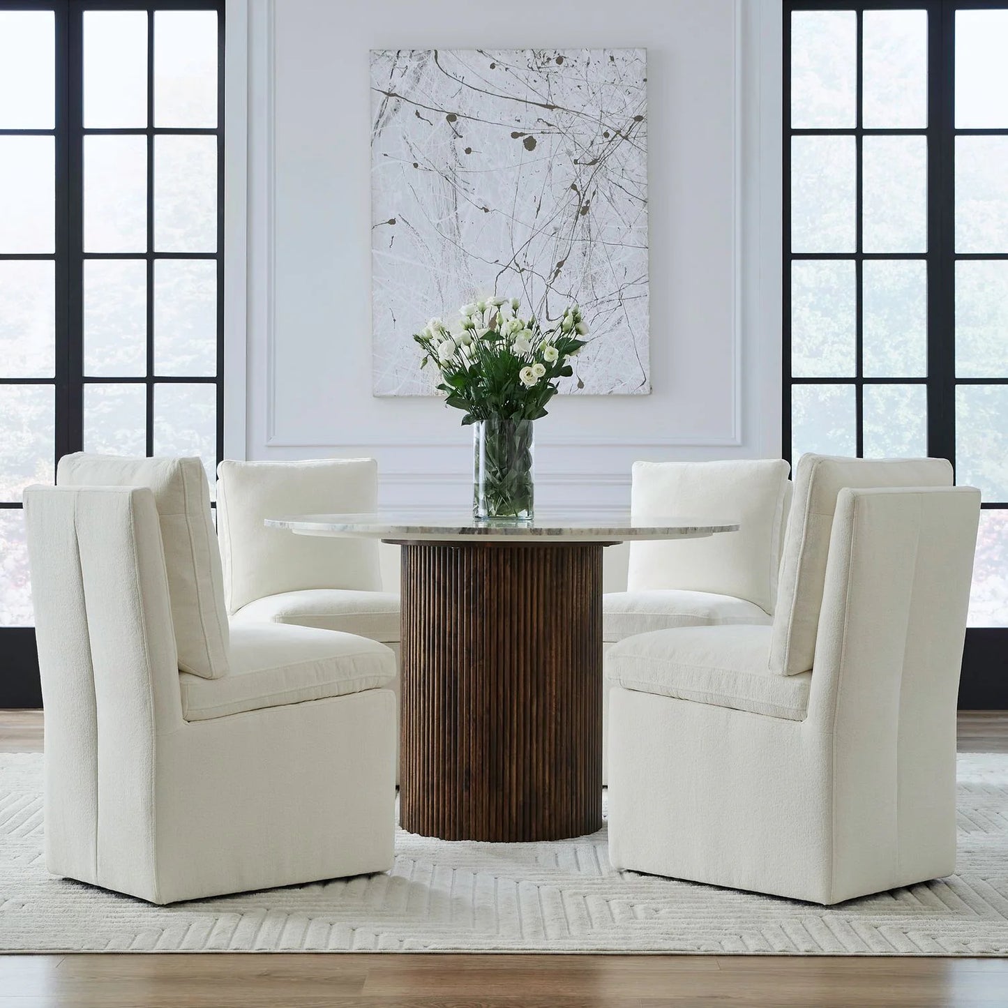 Accent Dining - Accent Dining Chair With Casters - Ivory