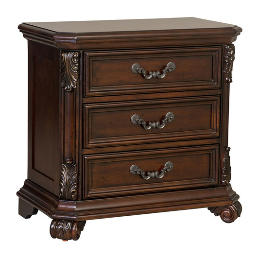 Messina Estates - 3 Drawer Night Stand - Dark Brown