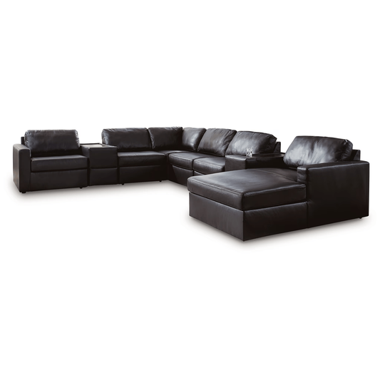 ModMax II - 8-Piece Sectional With RAF Corner Chaise And Storage Consoles - Black