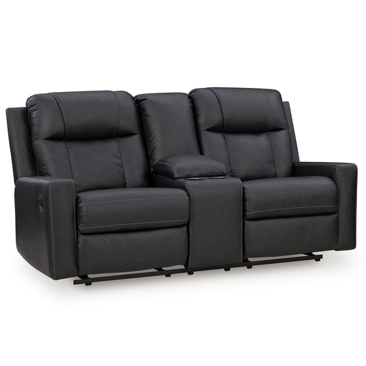 Mackmenville - Double Reclining Loveseat With Console - Carbon