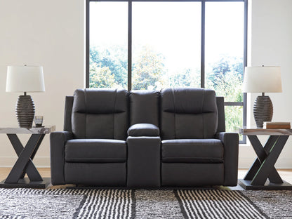 Mackmenville - Double Reclining Loveseat With Console - Carbon