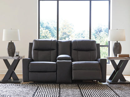 Mackmenville - Double Reclining Loveseat With Console - Carbon