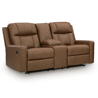 Mackmenville - Double Reclining Loveseat With Console - Caramel