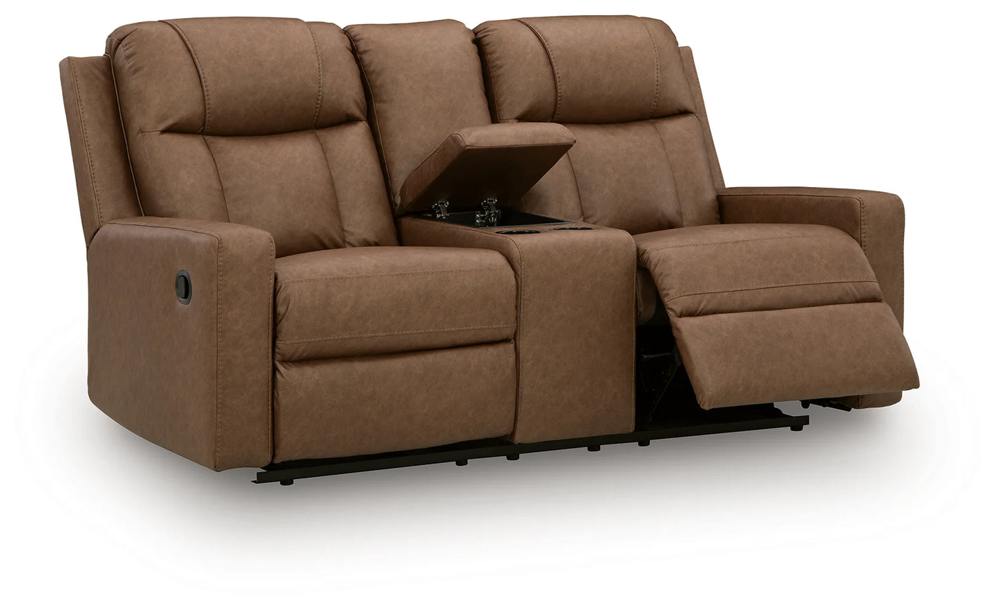 Mackmenville - Double Reclining Loveseat With Console - Caramel