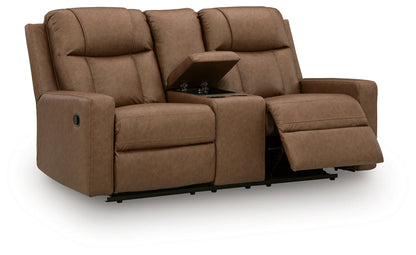 Mackmenville - Double Reclining Loveseat With Console - Caramel
