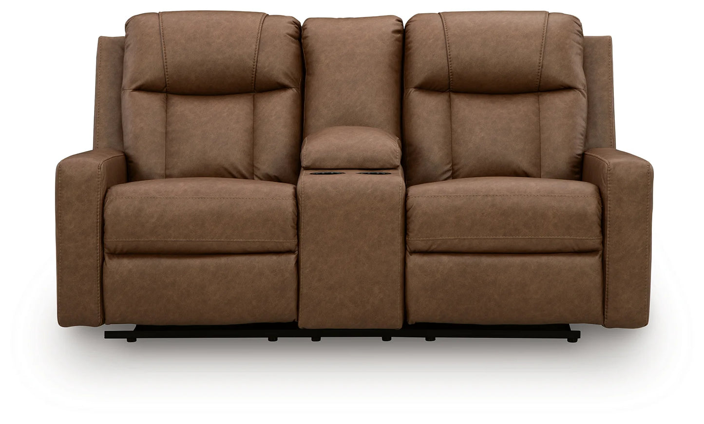 Mackmenville - Double Reclining Loveseat With Console - Caramel