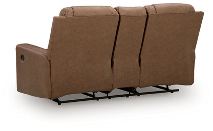 Mackmenville - Double Reclining Loveseat With Console - Caramel
