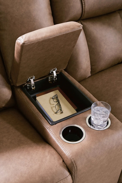 Mackmenville - Double Reclining Loveseat With Console - Caramel