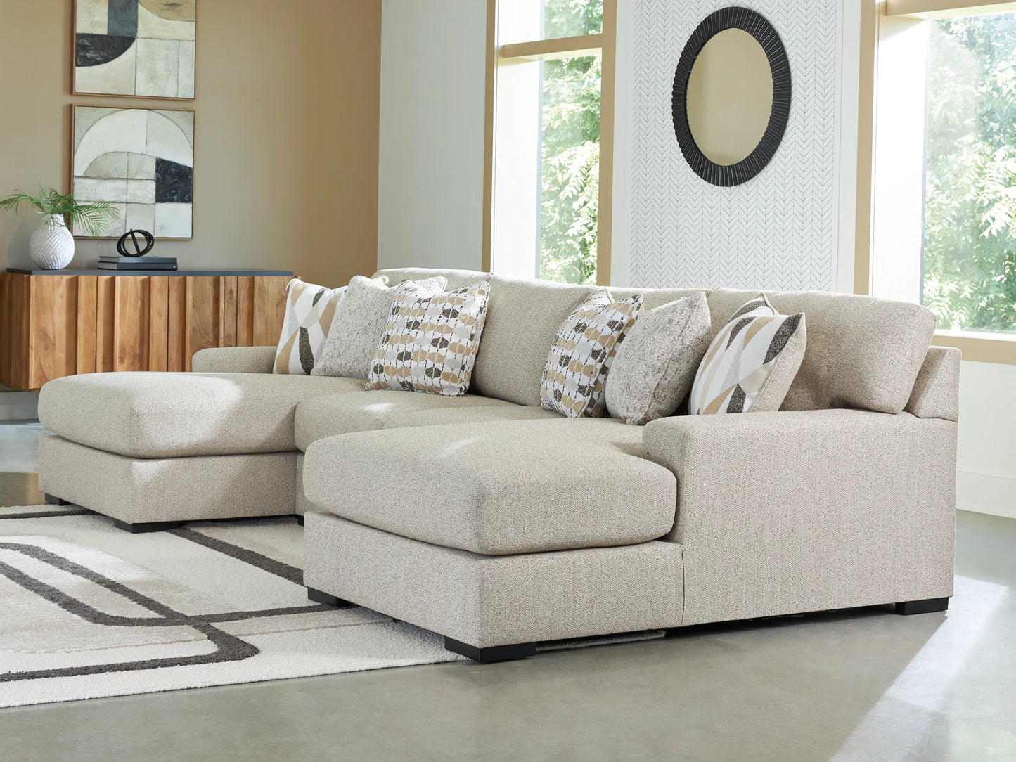 LaureLGrove - Pebble - 3-Piece Double Chaise Sectional With Armless Loveseat