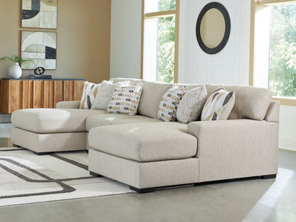 LaureLGrove - Pebble - 3-Piece Double Chaise Sectional With Armless Loveseat